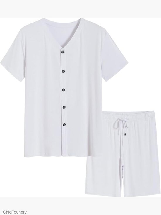 Other - Men's Viscose Button Up Short Sleeve Pajama Set